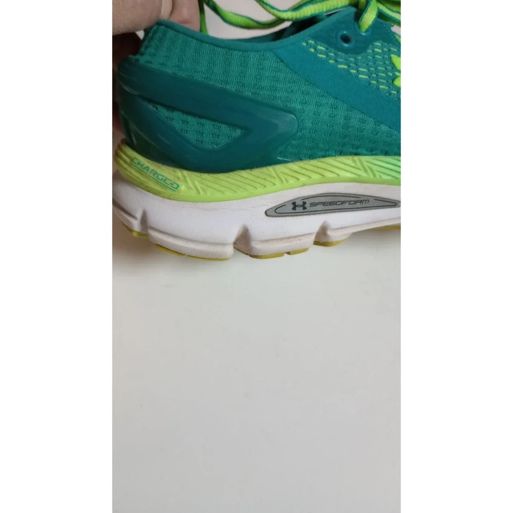 Under Armor Charged Speedform Gemini 2 Ladies Running Shoes Sz 8 Teal/Lime Green